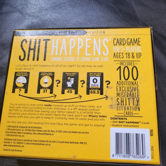 Shit happens adult party card game- full of shit edition - Picture 3 of 3